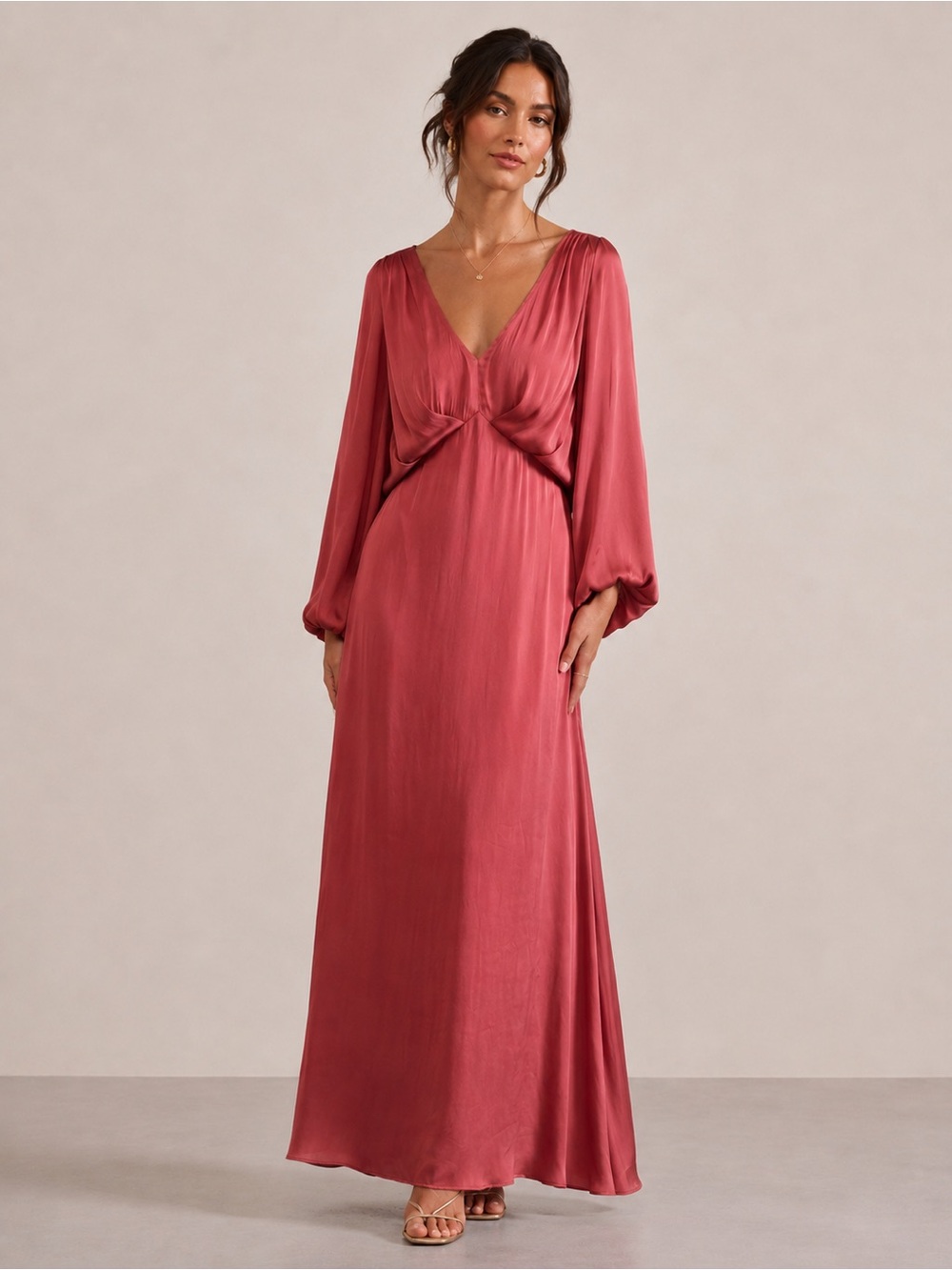 Strut & Bolt Rose Satin Maxi Dress – Size Small